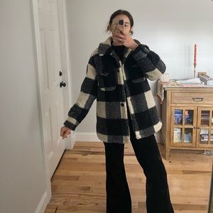 Plaid Sherpa coat